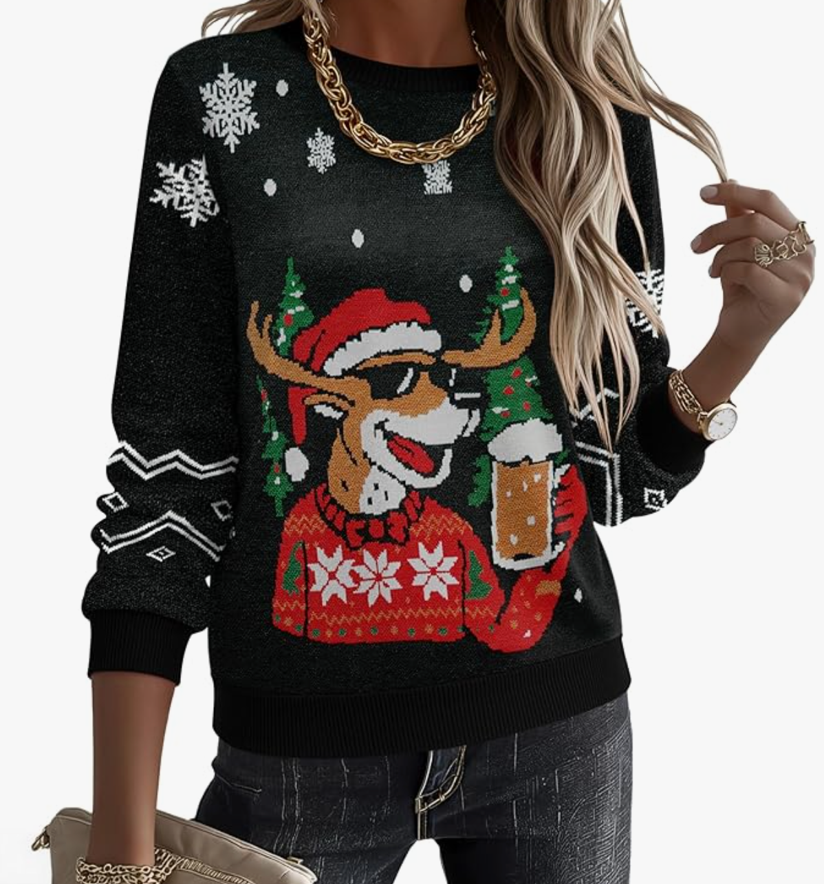 Women’s Casual Knit Sweater – Long Sleeve Crewneck Pullover, Soft Lightweight Fall & Winter Top for Work, Daily, or Holiday Wear