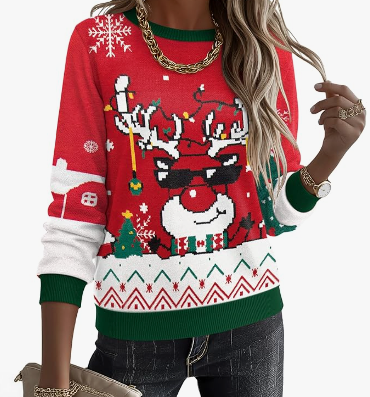 Women’s Casual Knit Sweater – Long Sleeve Crewneck Pullover, Soft Lightweight Fall & Winter Top for Work, Daily, or Holiday Wear