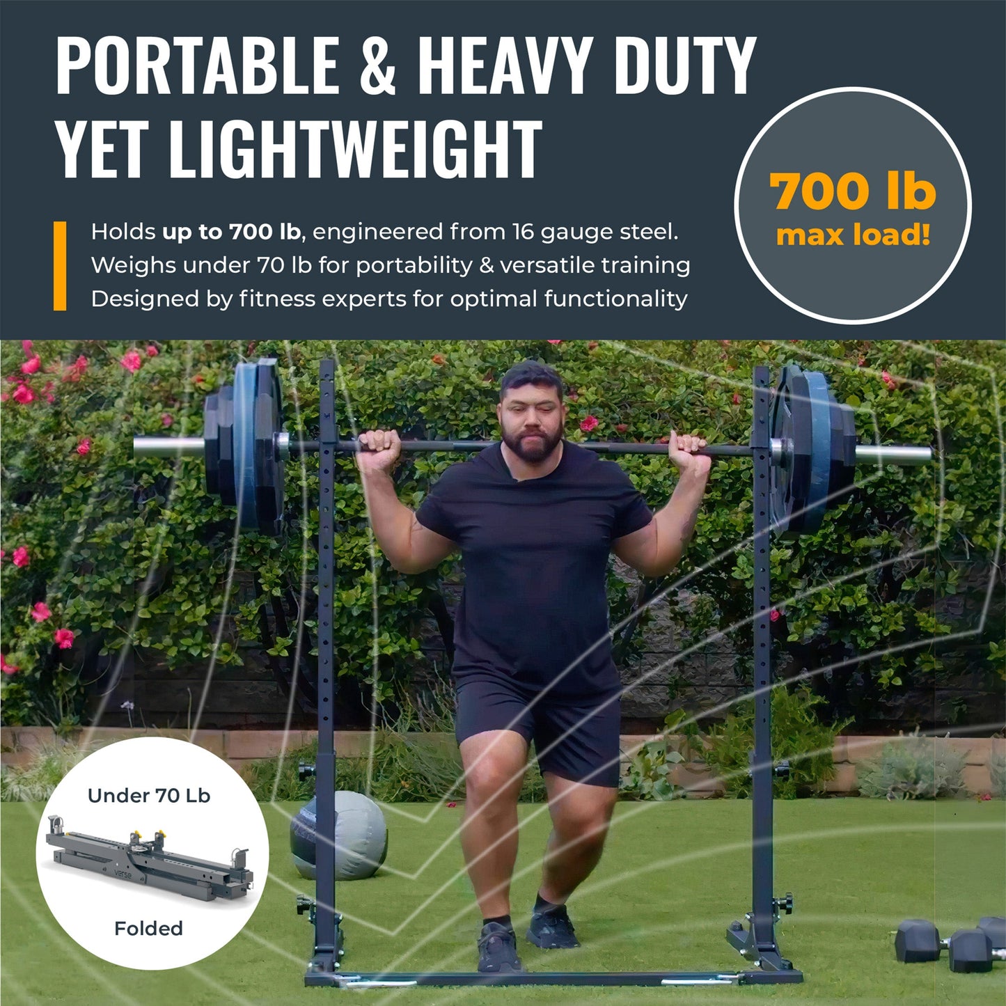Verse® Agile Folding Portable Power Rack for Home Gym Strength Training