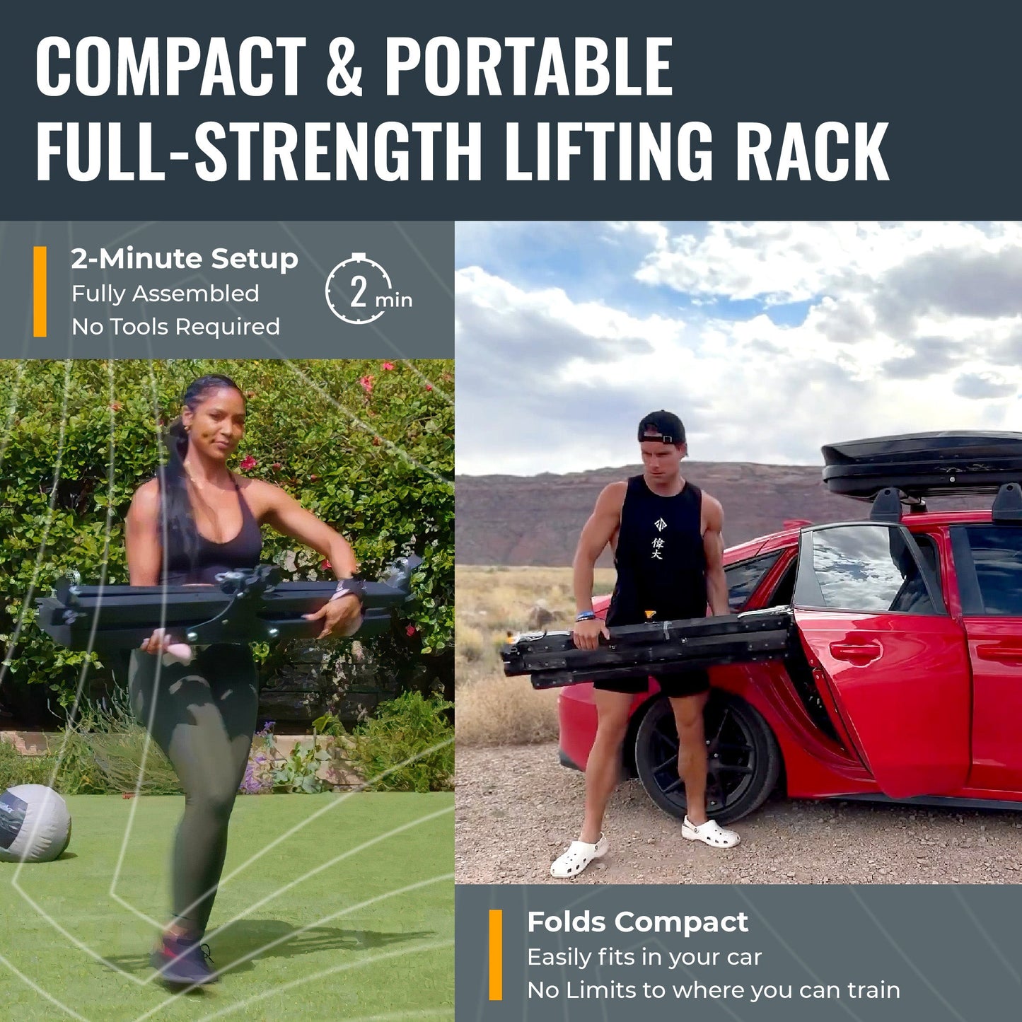 Verse® Agile Folding Portable Power Rack for Home Gym Strength Training