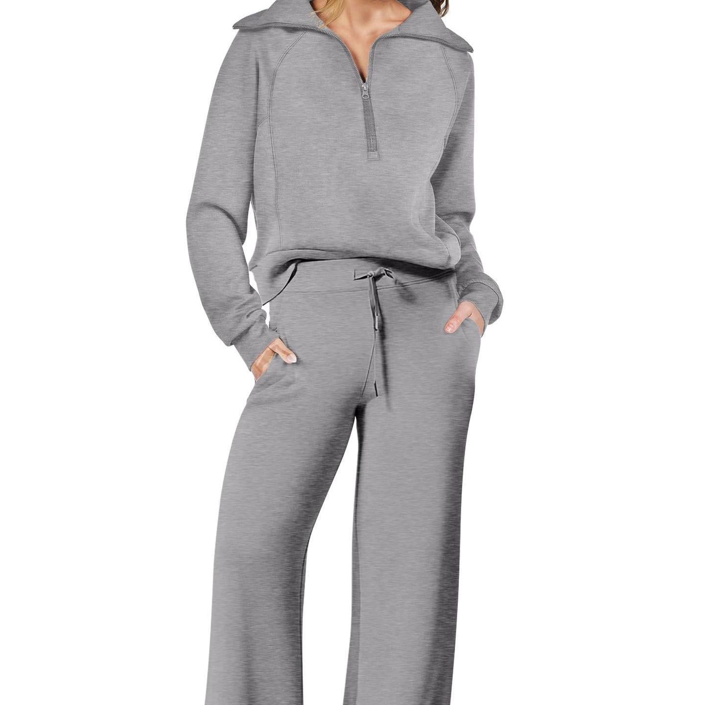 Women Zip Up Hoodie Set Two Piece Sweatsuit with Thumb Holes Casual Fall Outfit
