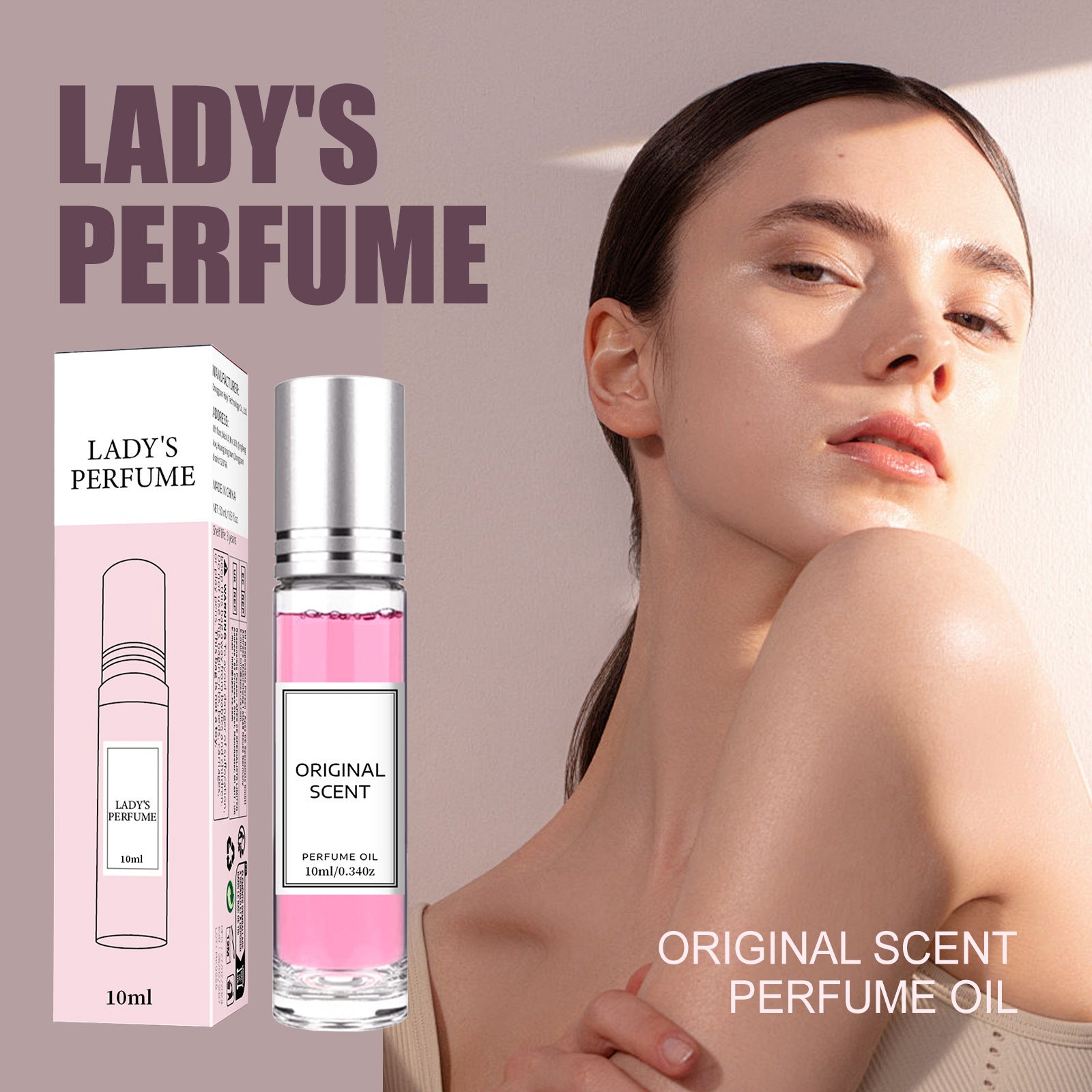 Lady 39’s natural fresh light perfume spray bottle close up
