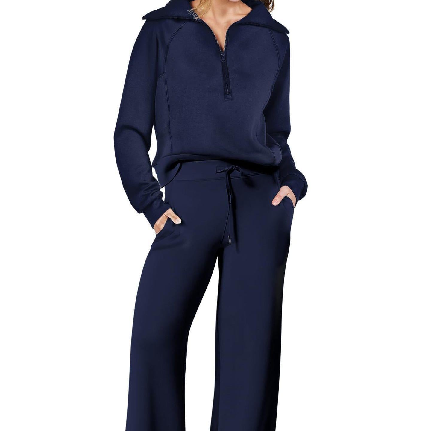 Women Zip Up Hoodie Set Two Piece Sweatsuit with Thumb Holes Casual Fall Outfit