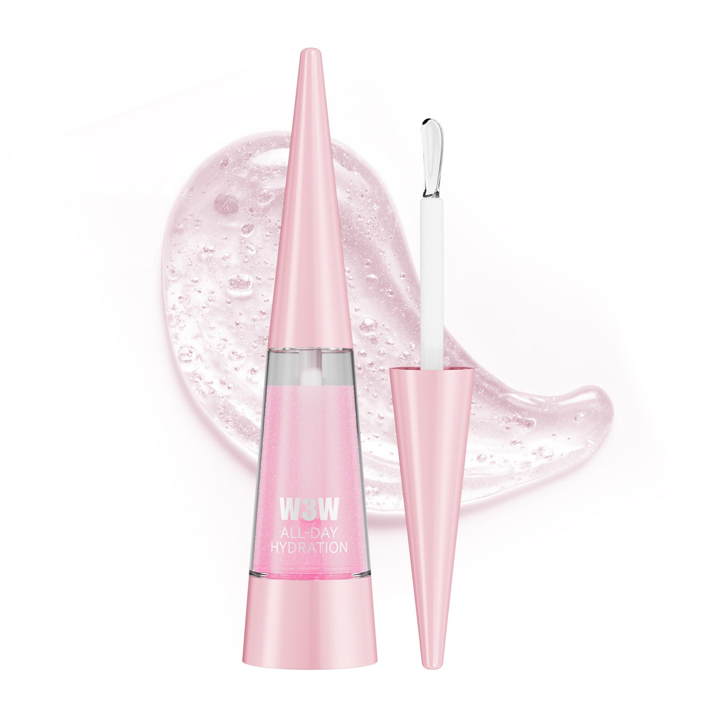 Pink mascara with a visible brand name on a white background