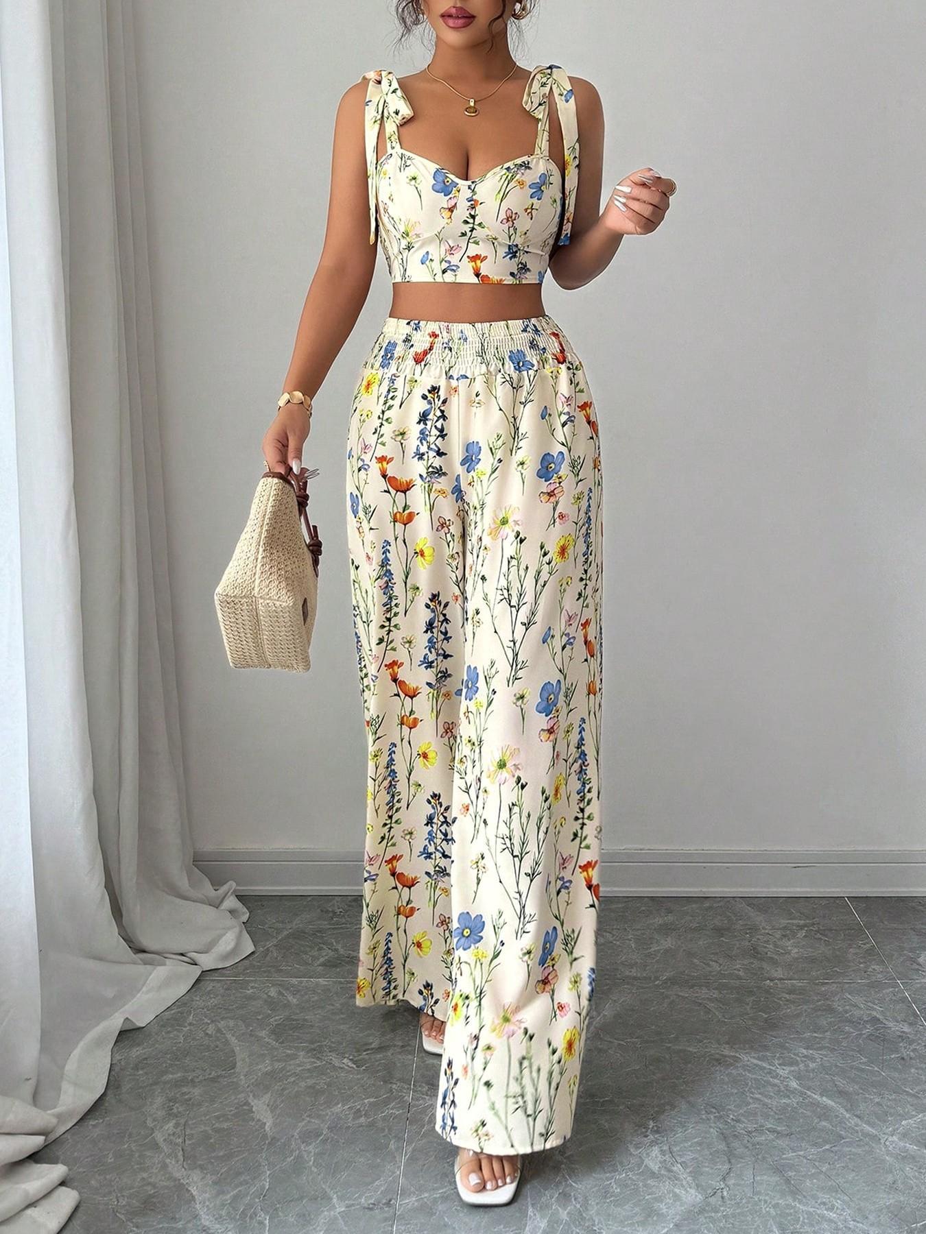 Women Printed Camisole Top and Pants Set Sleeveless Two Piece Outfit