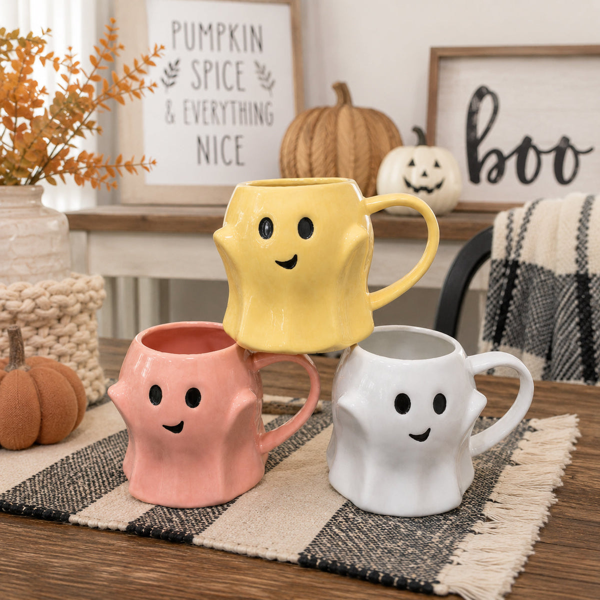 Cute Ghost Coffee Mug, 14.8 oz. Halloween Ceramic Mug