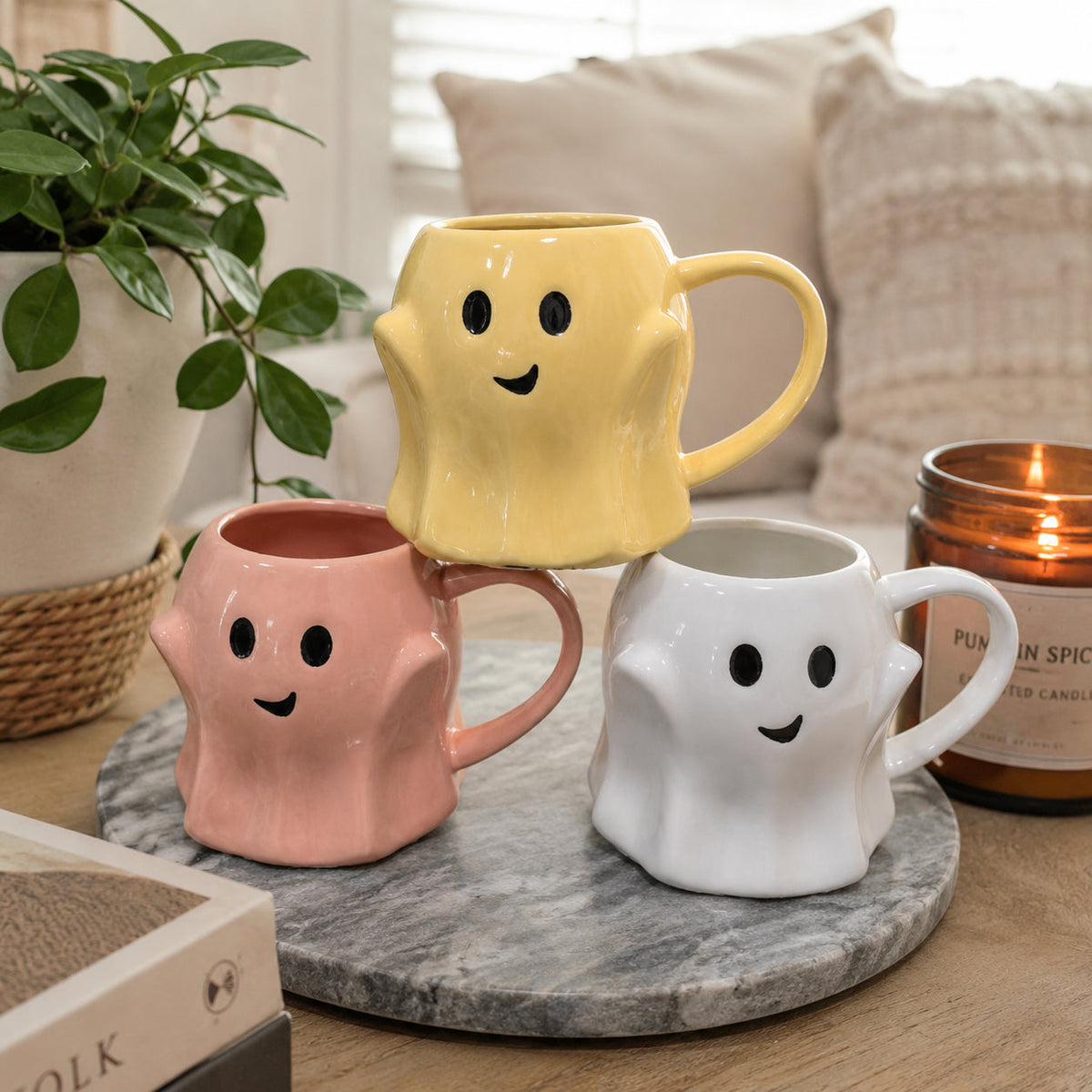 Cute Ghost Coffee Mug, 14.8 oz. Halloween Ceramic Mug