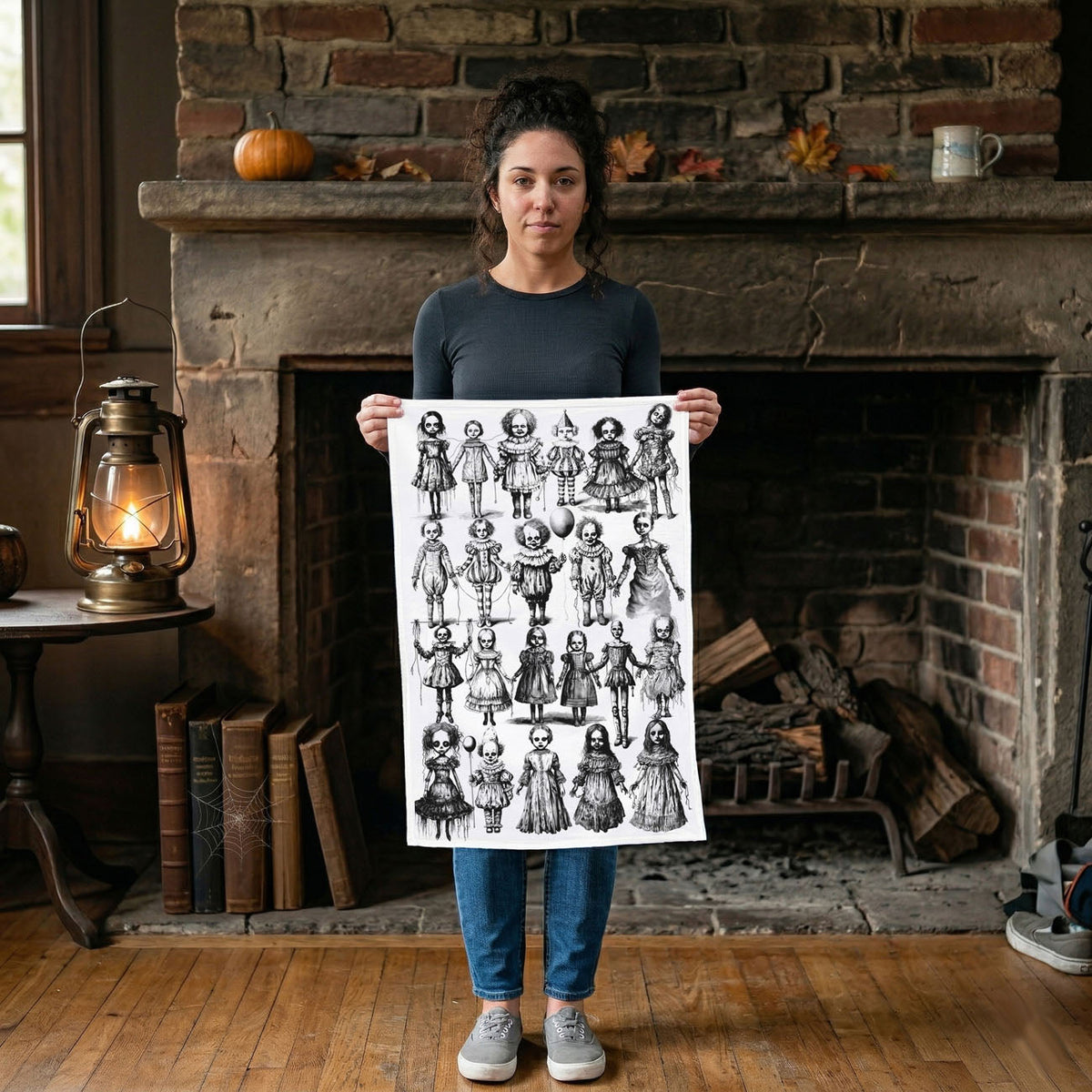 Possessed Dolls Halloween Flour Sack Kitchen Towel