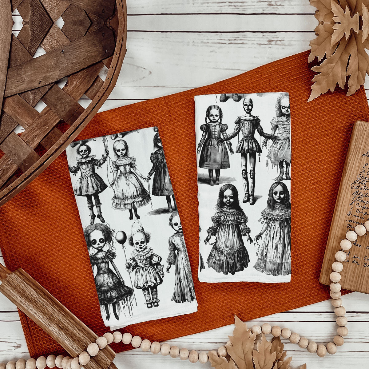 Possessed Dolls Halloween Flour Sack Kitchen Towel