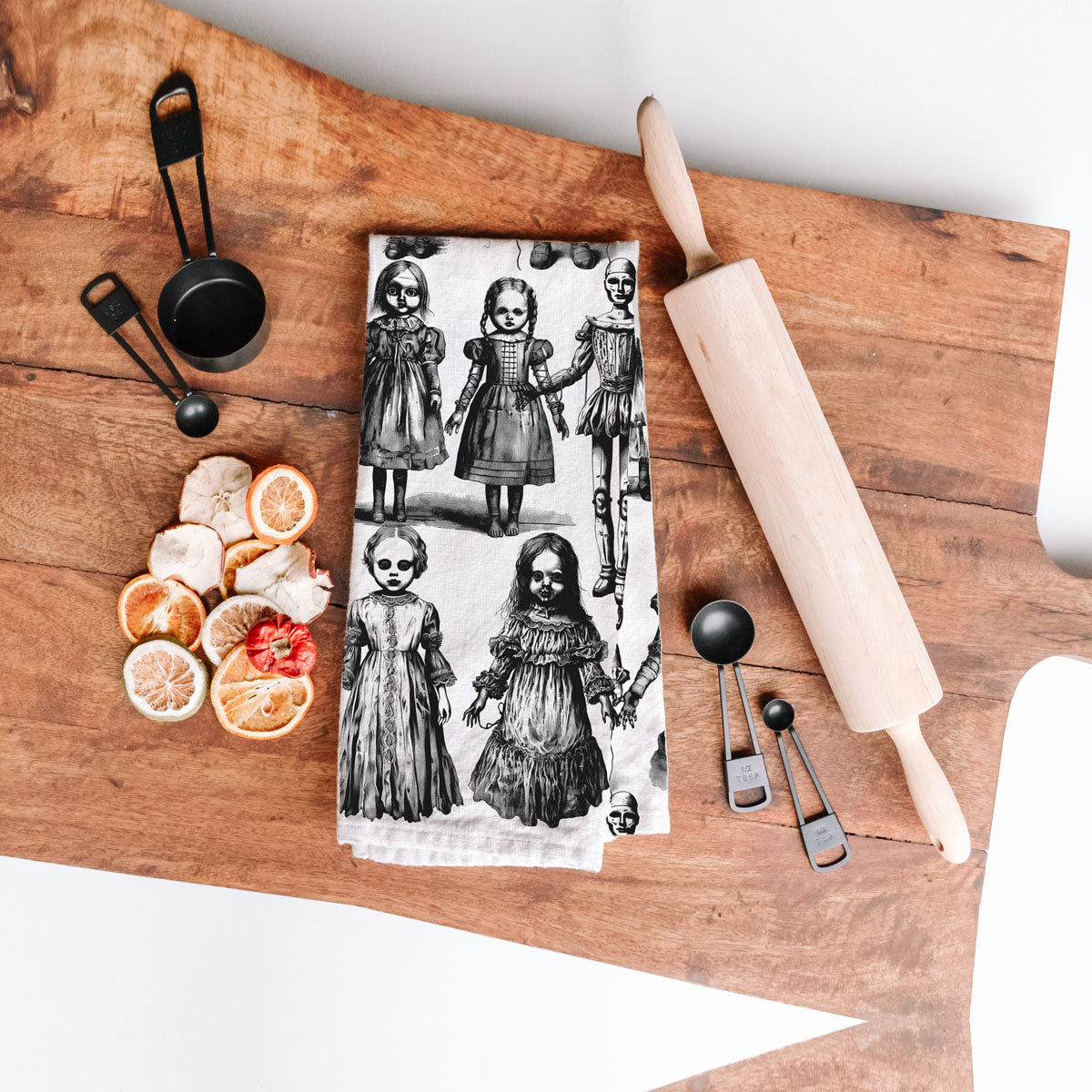 Possessed Dolls Halloween Flour Sack Kitchen Towel