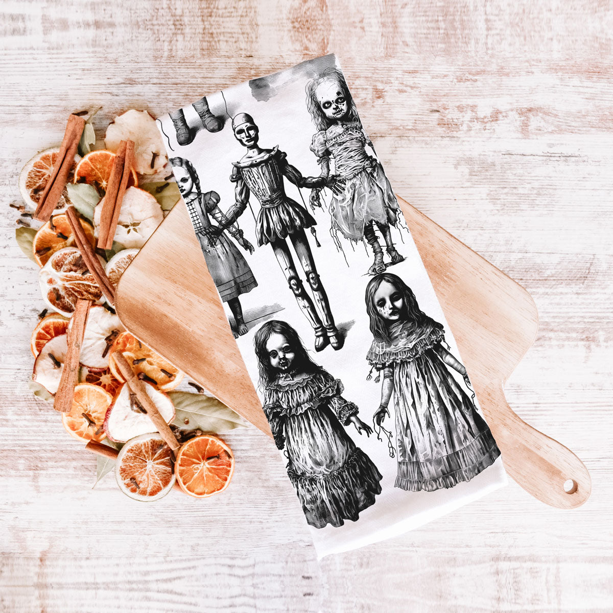 Possessed Dolls Halloween Flour Sack Kitchen Towel