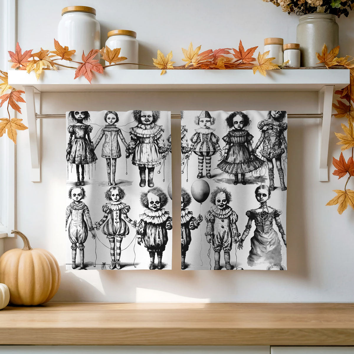 Possessed Dolls Halloween Flour Sack Kitchen Towel