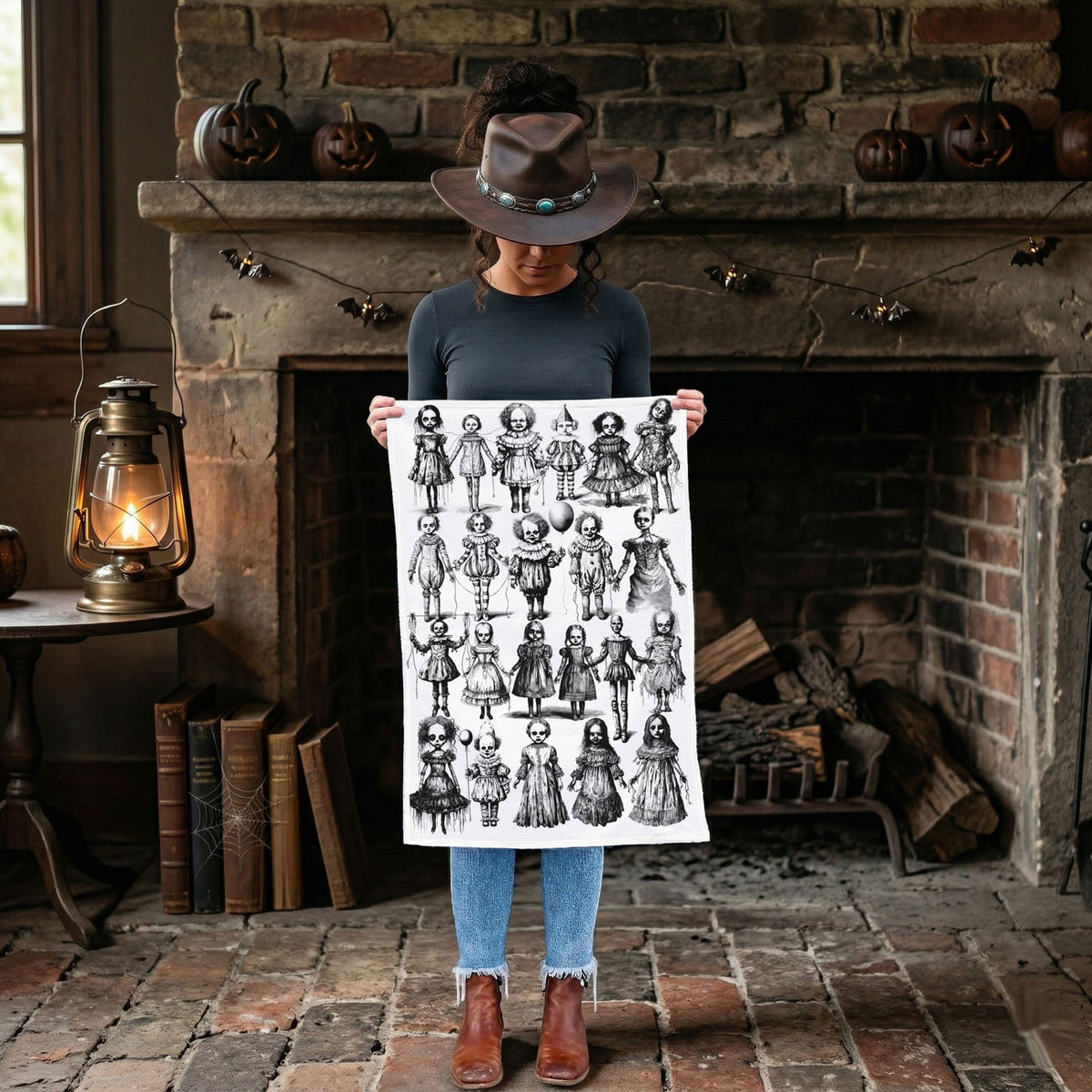 Possessed Dolls Halloween Flour Sack Kitchen Towel