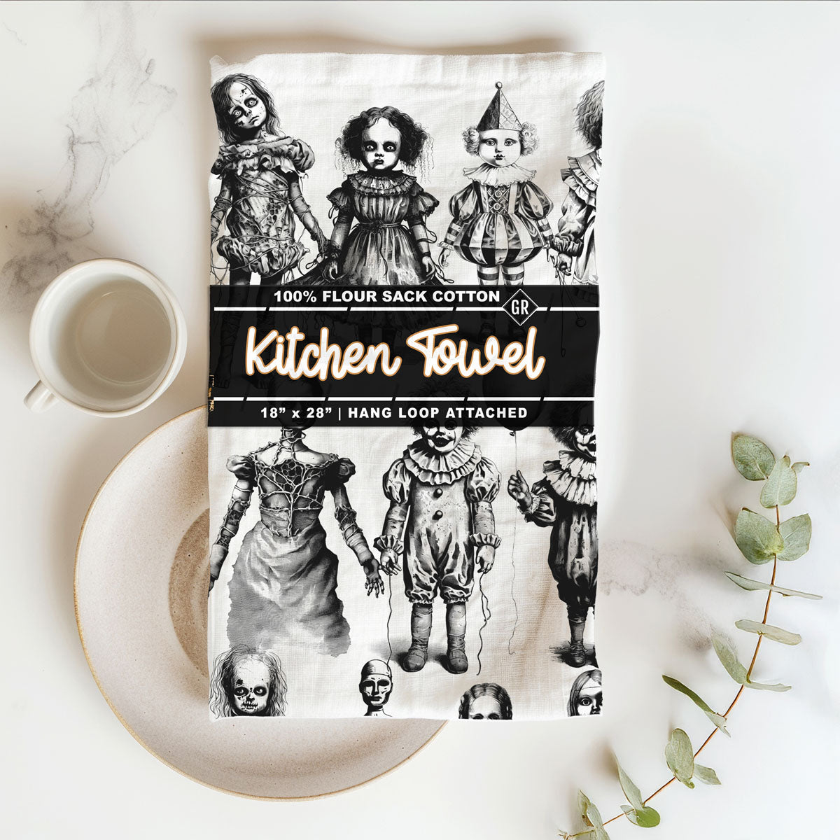 Possessed Dolls Halloween Flour Sack Kitchen Towel