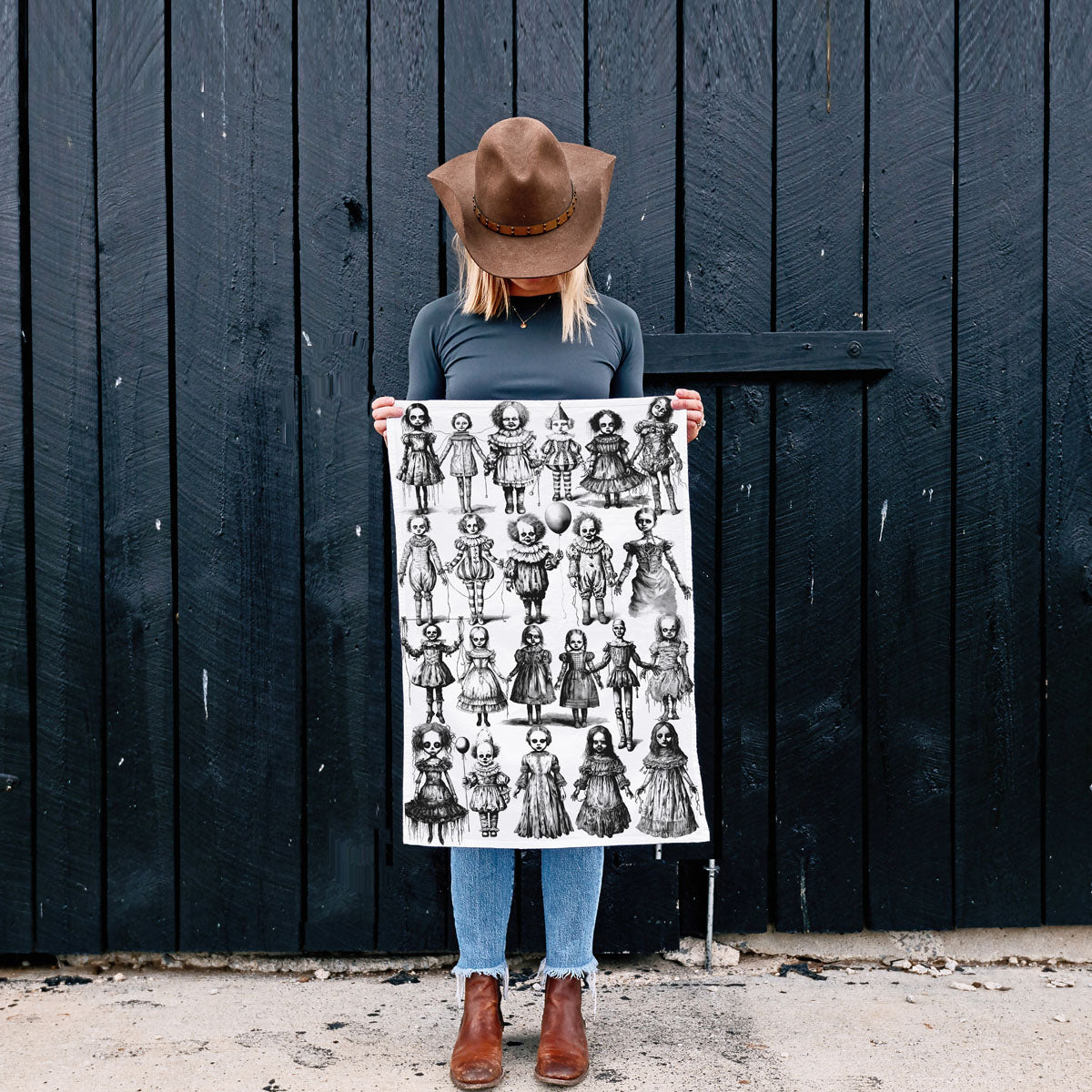 Possessed Dolls Halloween Flour Sack Kitchen Towel
