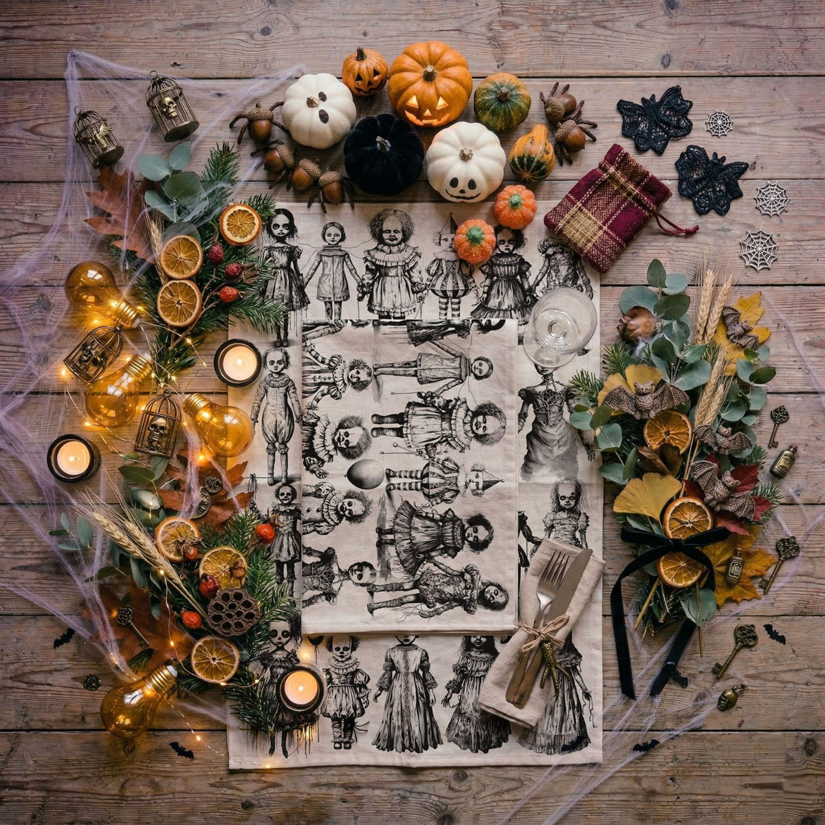 Possessed Dolls Halloween Flour Sack Kitchen Towel
