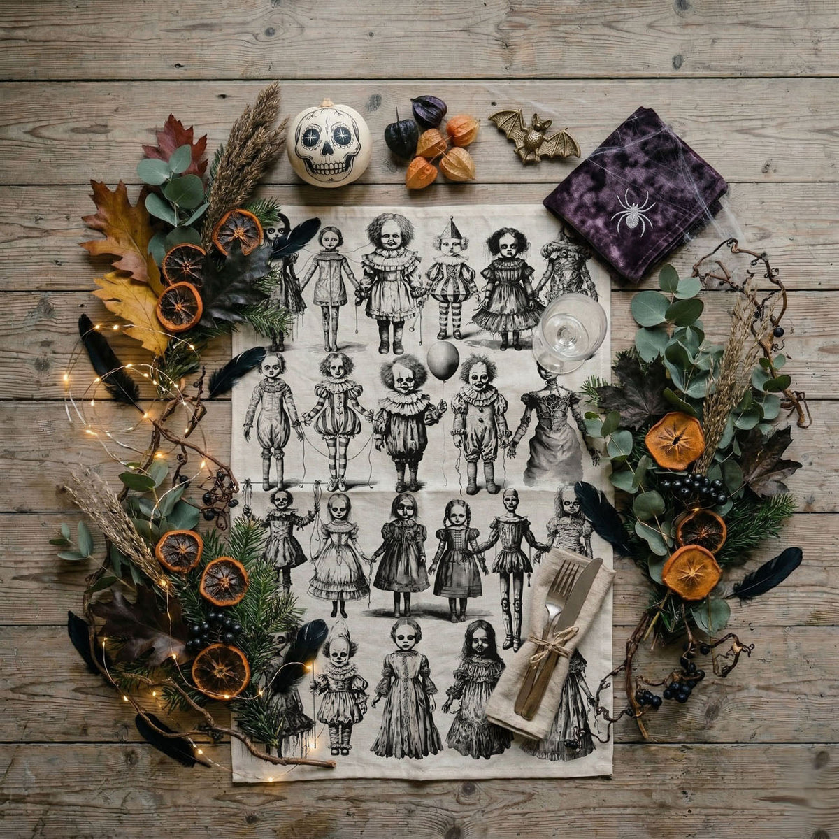 Possessed Dolls Halloween Flour Sack Kitchen Towel