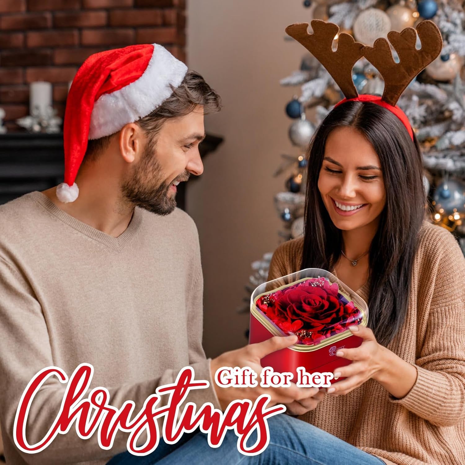 Christmas Flower Gifts for Her,Preserved Red Rose with Necklace,Preserved Flowers for Delivery Prime Gifts for Women Mom Wife Girlfriend Gifts Ideas on Birthday Anniversary Christmas Valentines Day