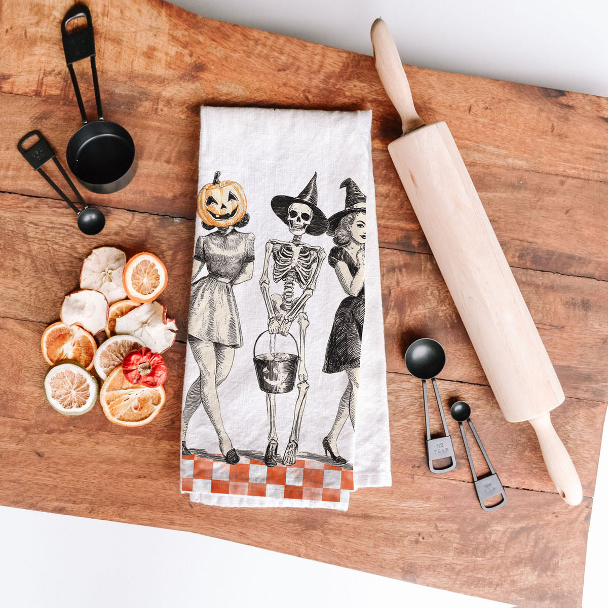 Vintage Halloween Trio Flour Sack Kitchen Towel