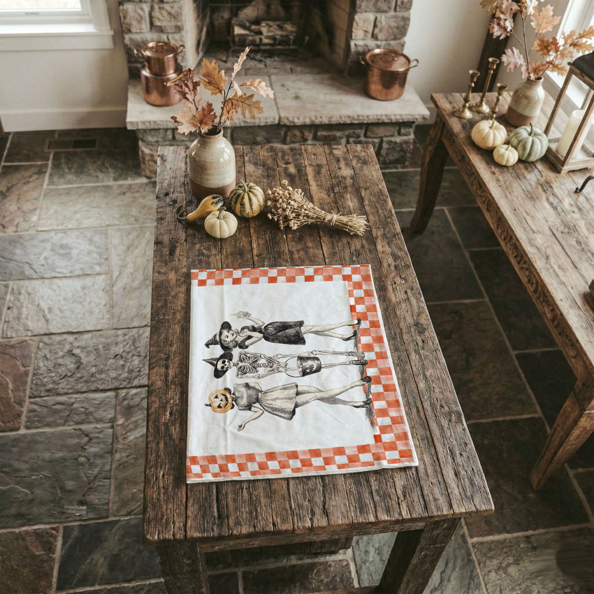 Vintage Halloween Trio Flour Sack Kitchen Towel