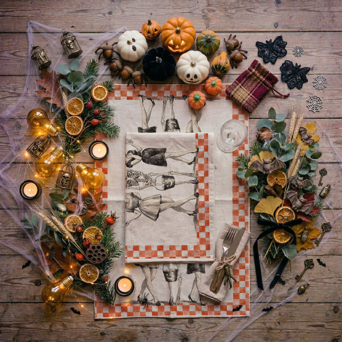 Vintage Halloween Trio Flour Sack Kitchen Towel