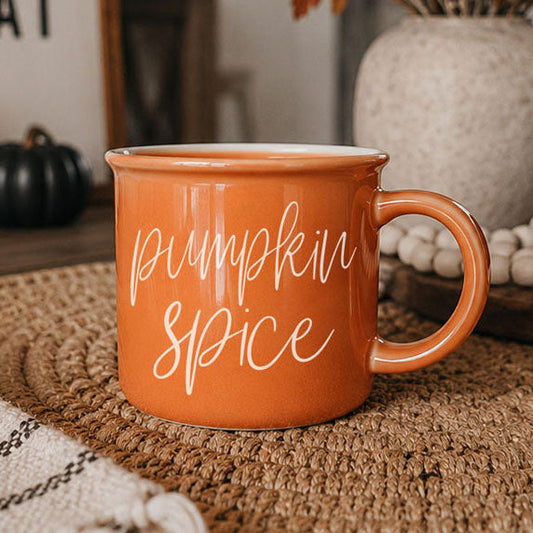 Pumpkin Spice Orange Campfire Coffee Mug, 14 oz. Fall Mug