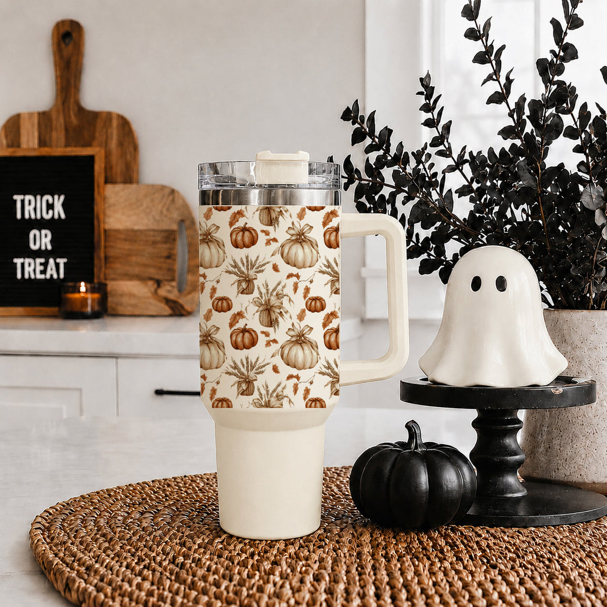 Rustic Pumpkins 40 oz Insulated Fall Tumbler with Handle