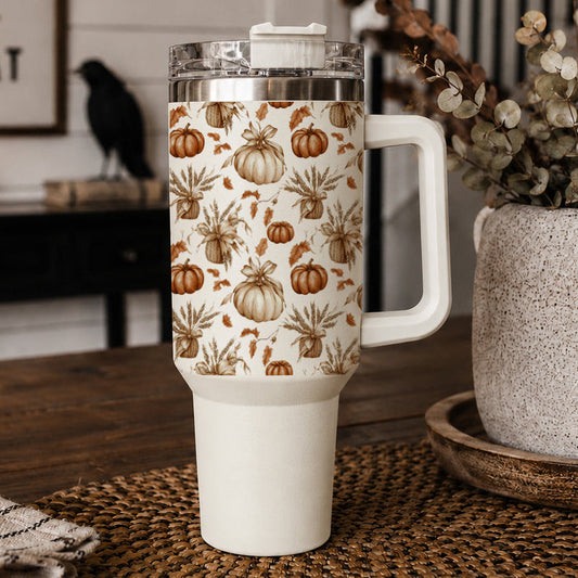 Rustic Pumpkins 40 oz Insulated Fall Tumbler with Handle