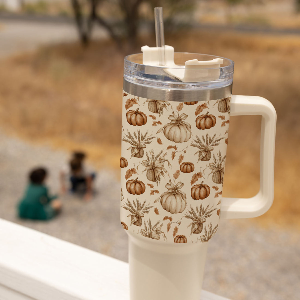 Rustic Pumpkins 40 oz Insulated Fall Tumbler with Handle