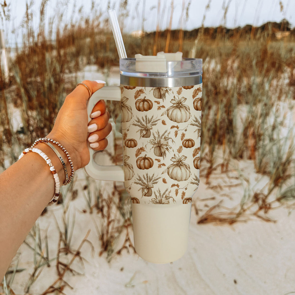 Rustic Pumpkins 40 oz Insulated Fall Tumbler with Handle