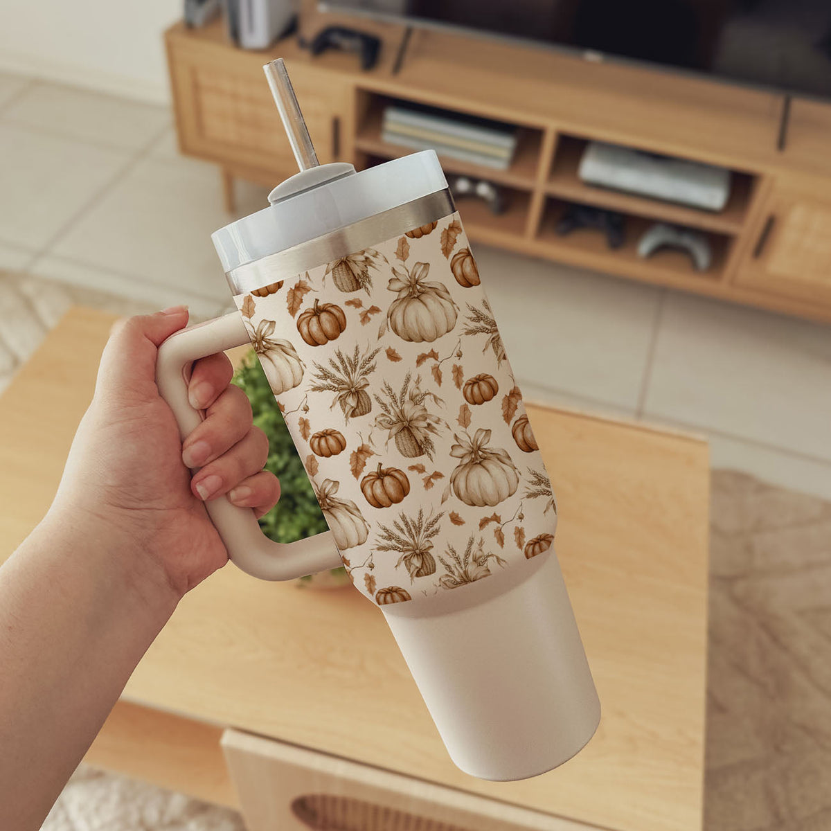 Rustic Pumpkins 40 oz Insulated Fall Tumbler with Handle