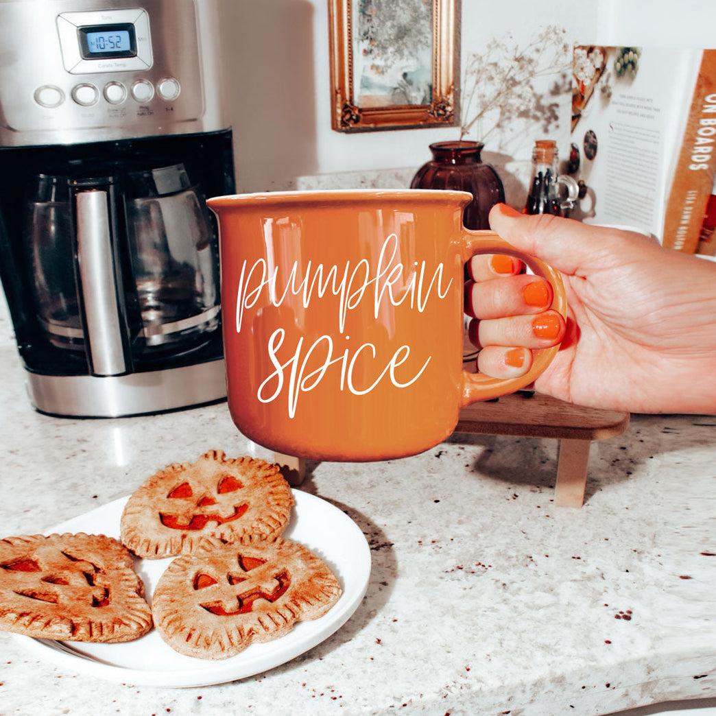 Pumpkin Spice Orange Campfire Coffee Mug, 14 oz. Fall Mug