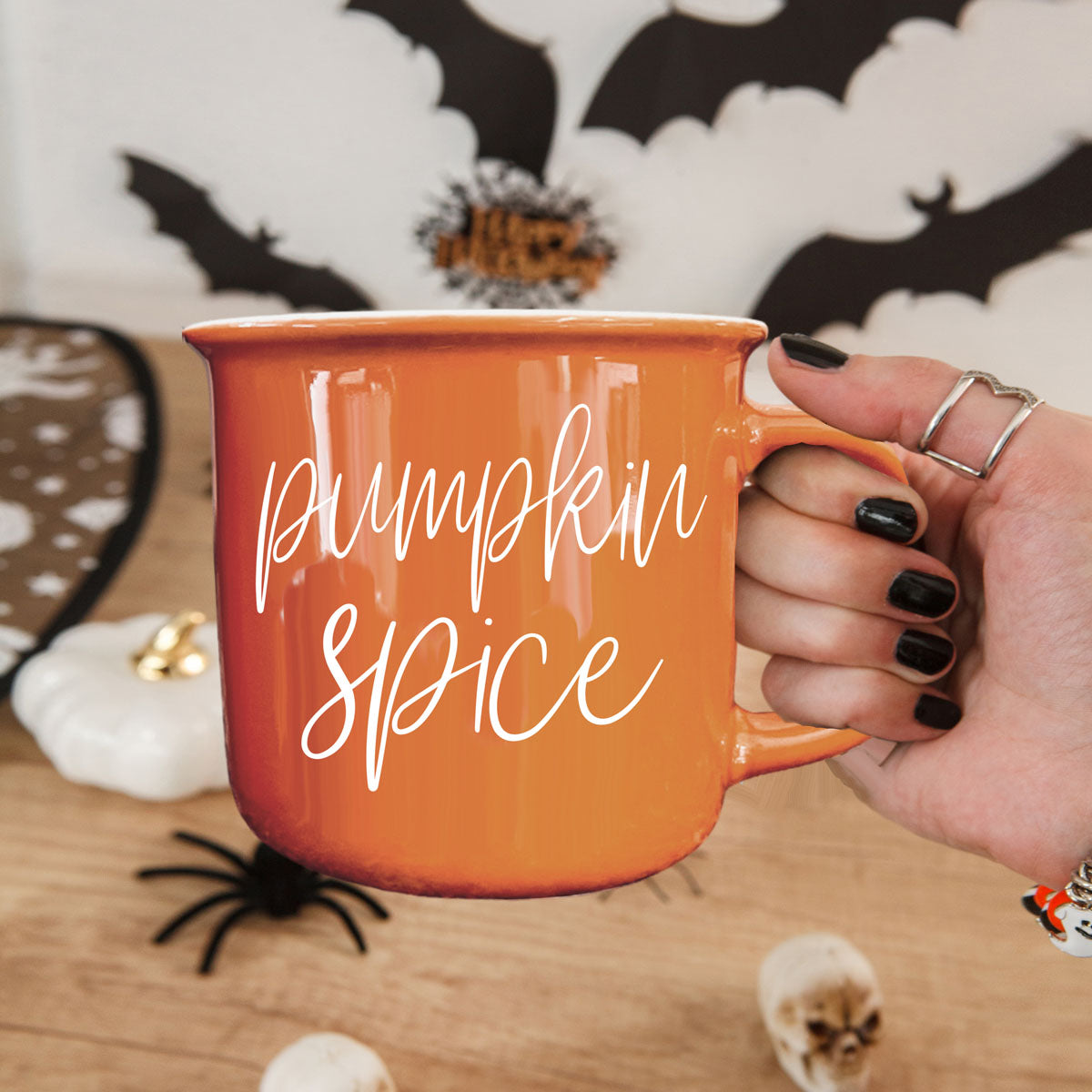 Pumpkin Spice Orange Campfire Coffee Mug, 14 oz. Fall Mug