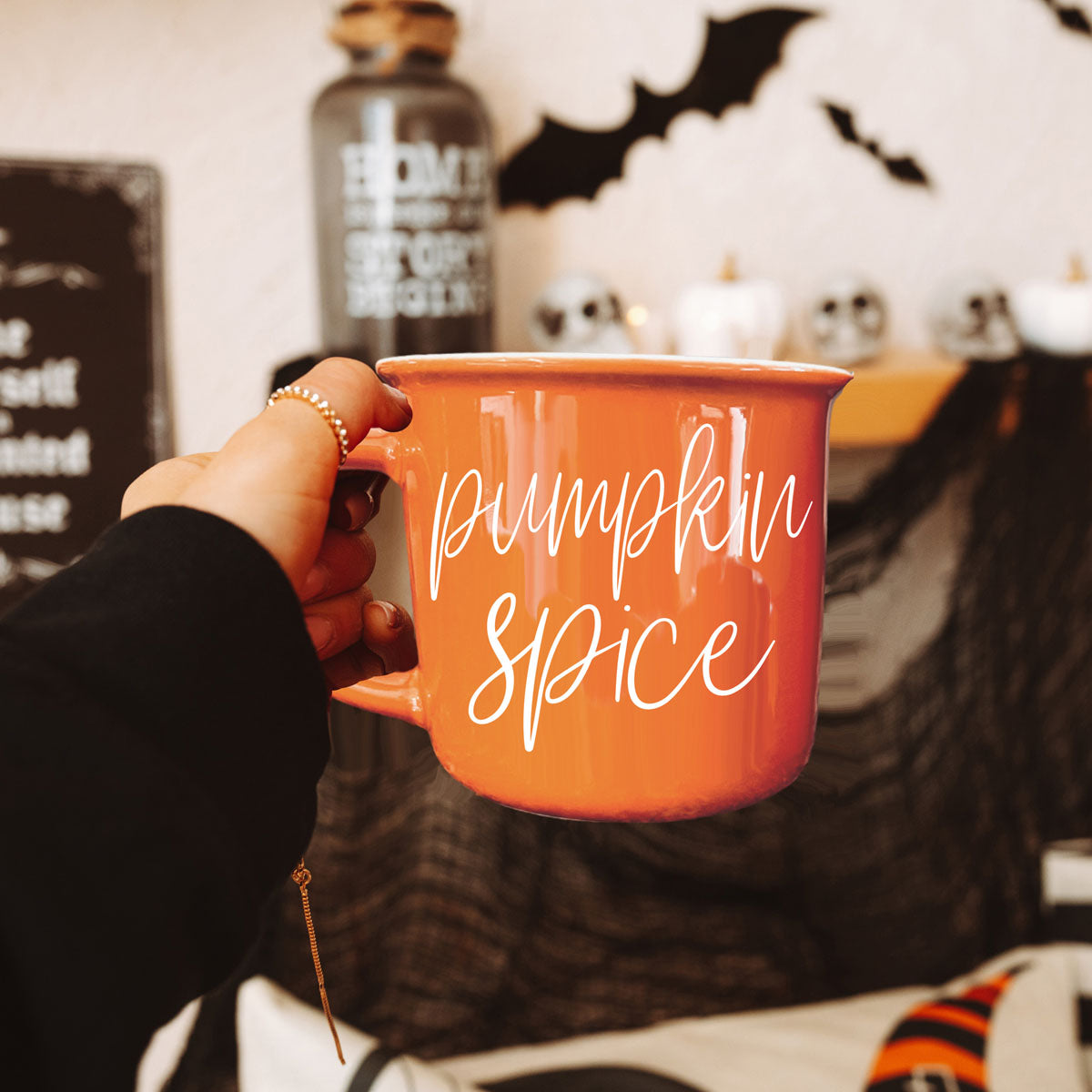 Pumpkin Spice Orange Campfire Coffee Mug, 14 oz. Fall Mug