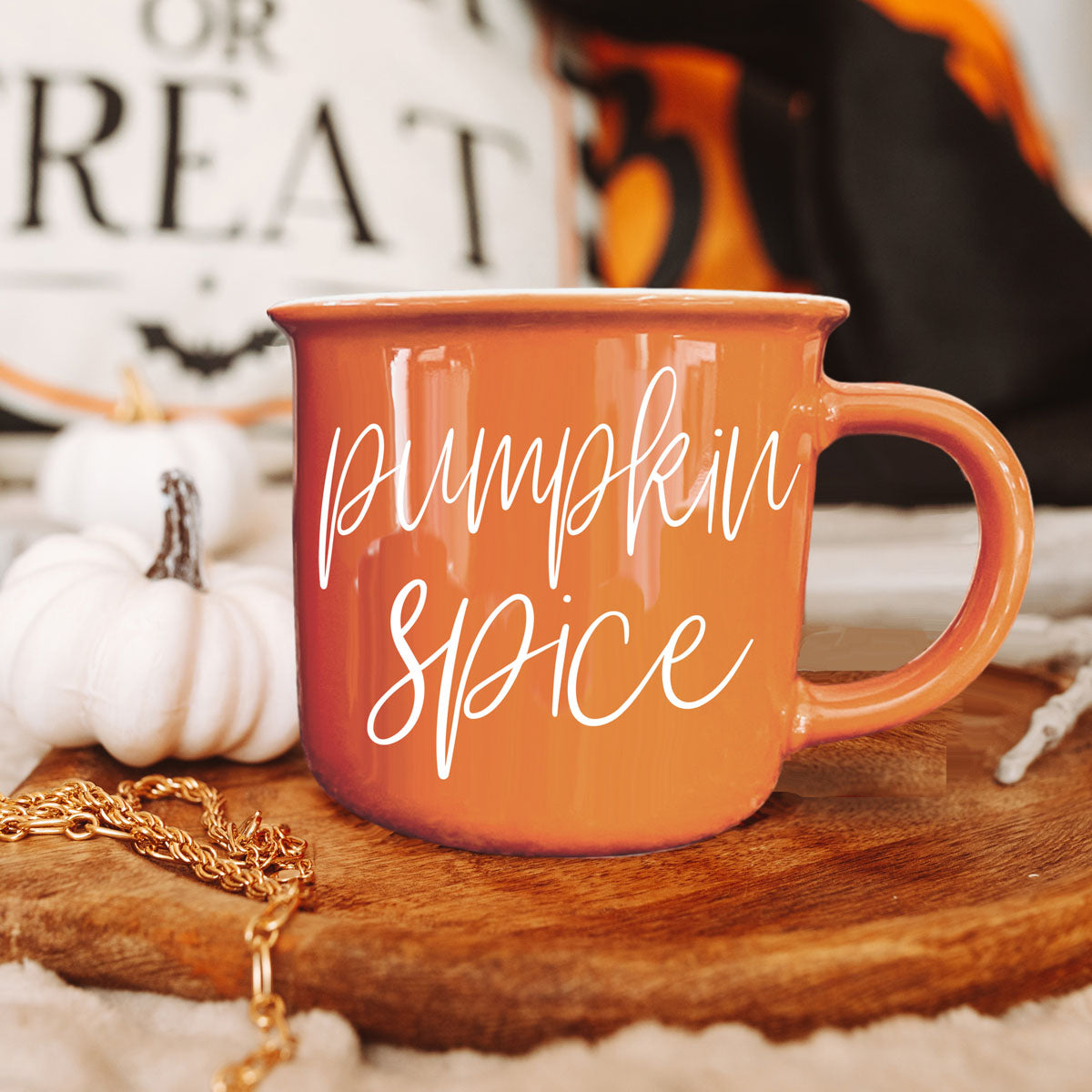 Pumpkin Spice Orange Campfire Coffee Mug, 14 oz. Fall Mug