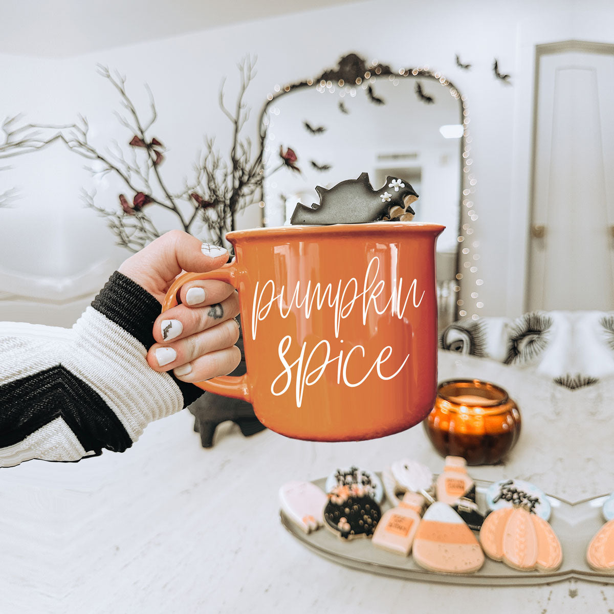 Pumpkin Spice Orange Campfire Coffee Mug, 14 oz. Fall Mug
