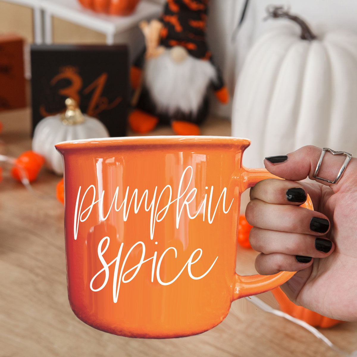 Pumpkin Spice Orange Campfire Coffee Mug, 14 oz. Fall Mug