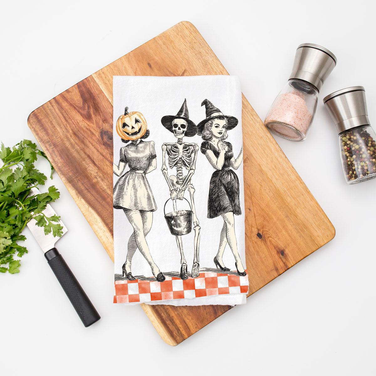 Vintage Halloween Trio Flour Sack Kitchen Towel