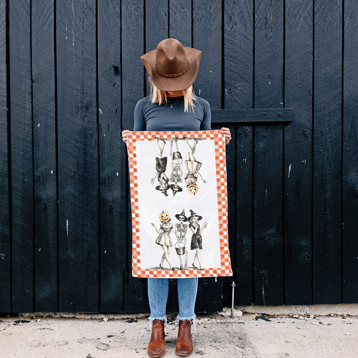 Vintage Halloween Trio Flour Sack Kitchen Towel