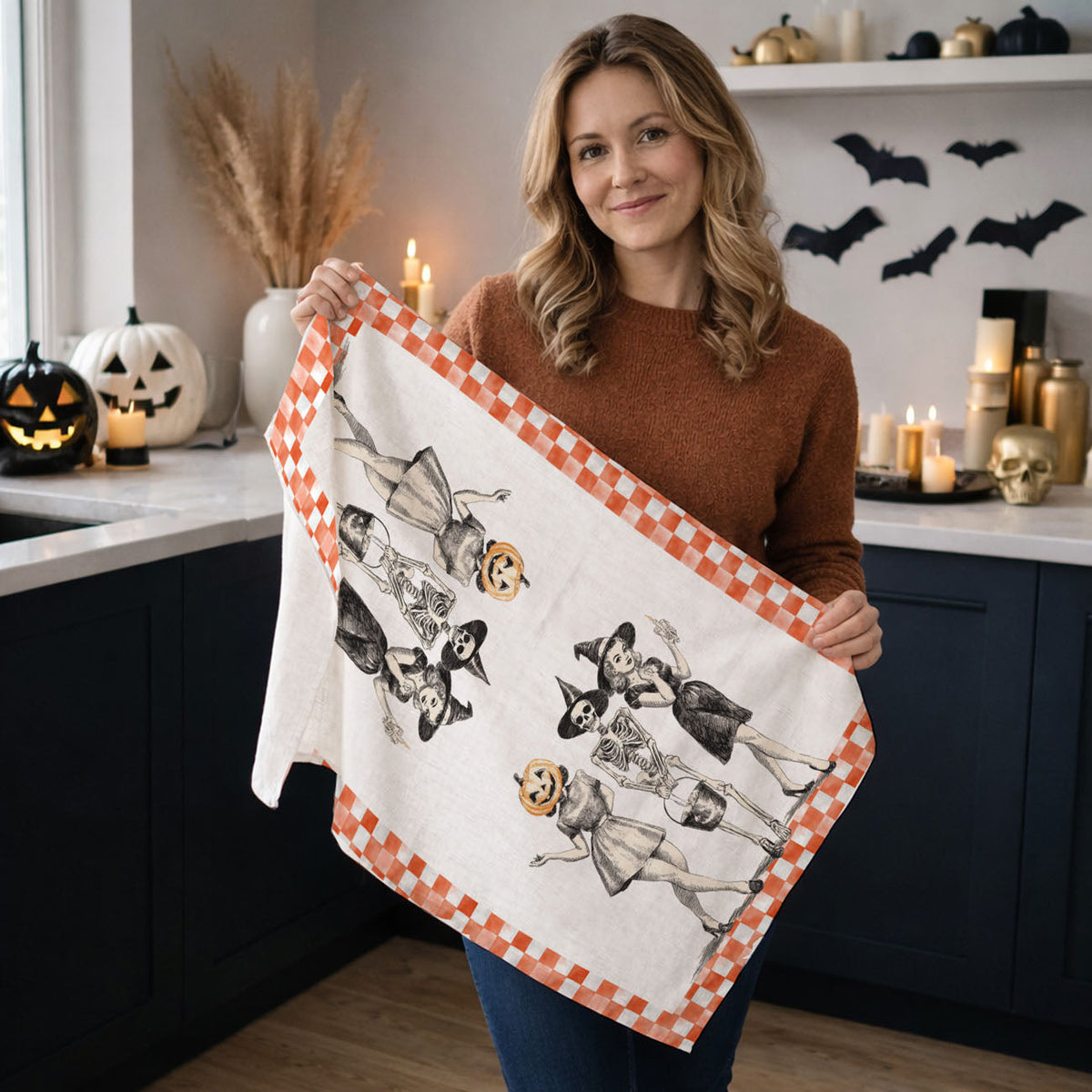 Vintage Halloween Trio Flour Sack Kitchen Towel