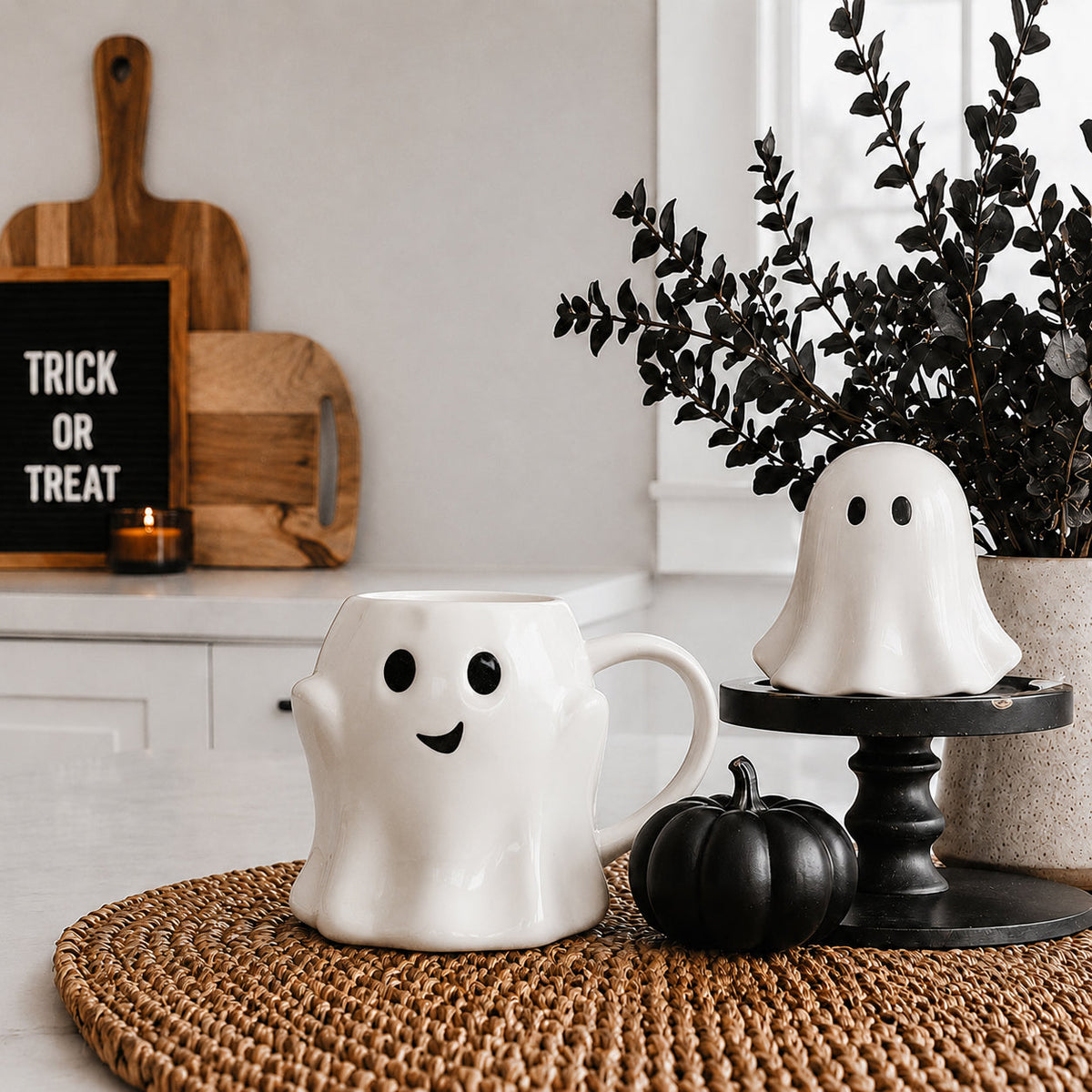 Cute Ghost Coffee Mug, 14.8 oz. Halloween Ceramic Mug