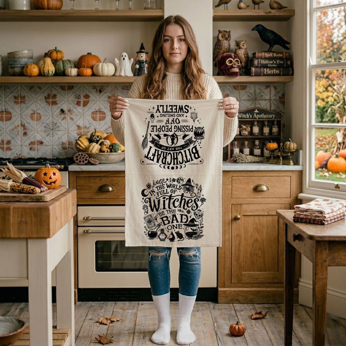 Bitchcraft Double-Sided Funny Witch Kitchen Towel