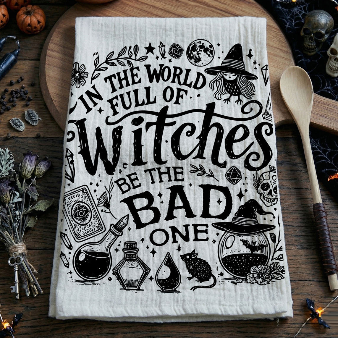 Bitchcraft Double-Sided Funny Witch Kitchen Towel