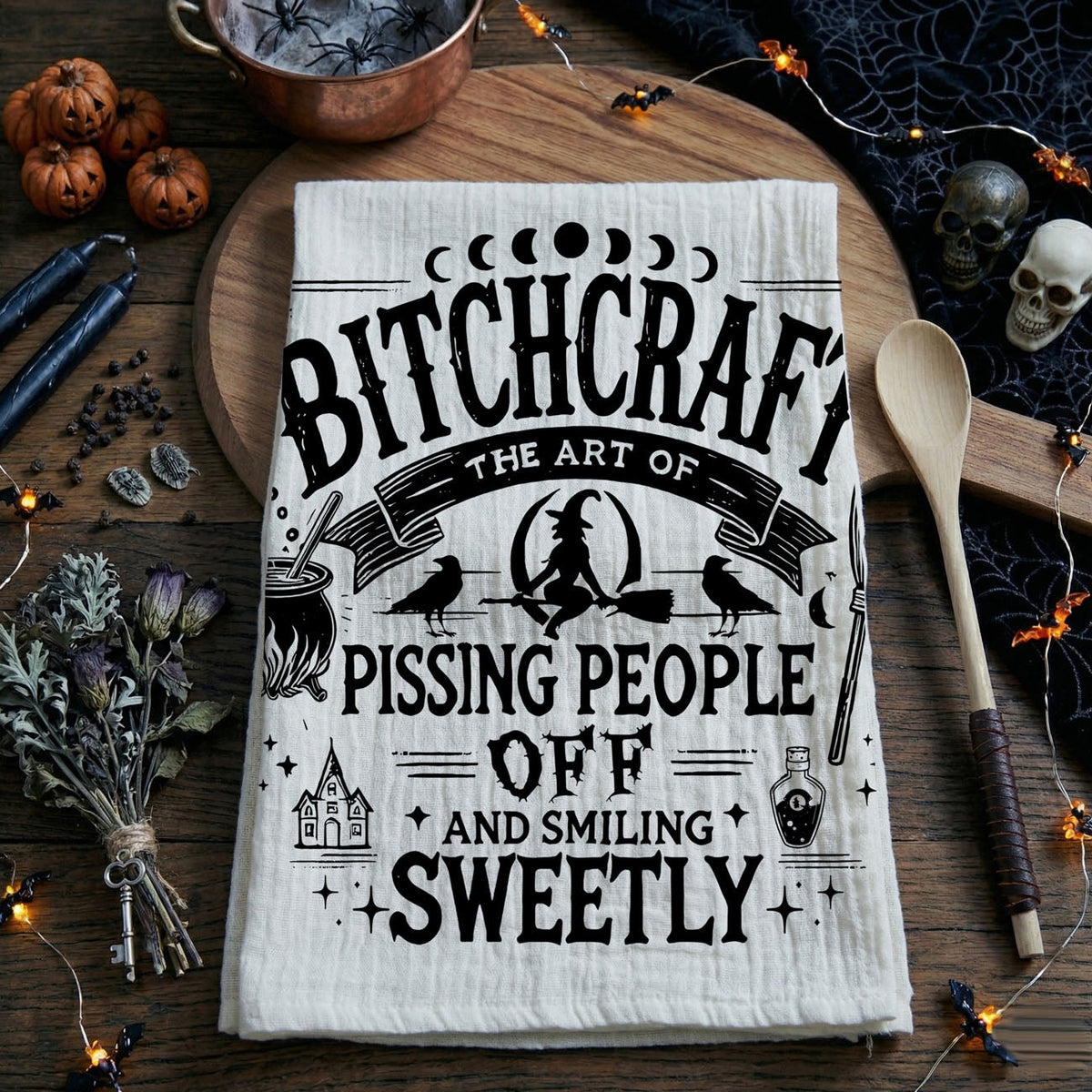 Bitchcraft Double-Sided Funny Witch Kitchen Towel