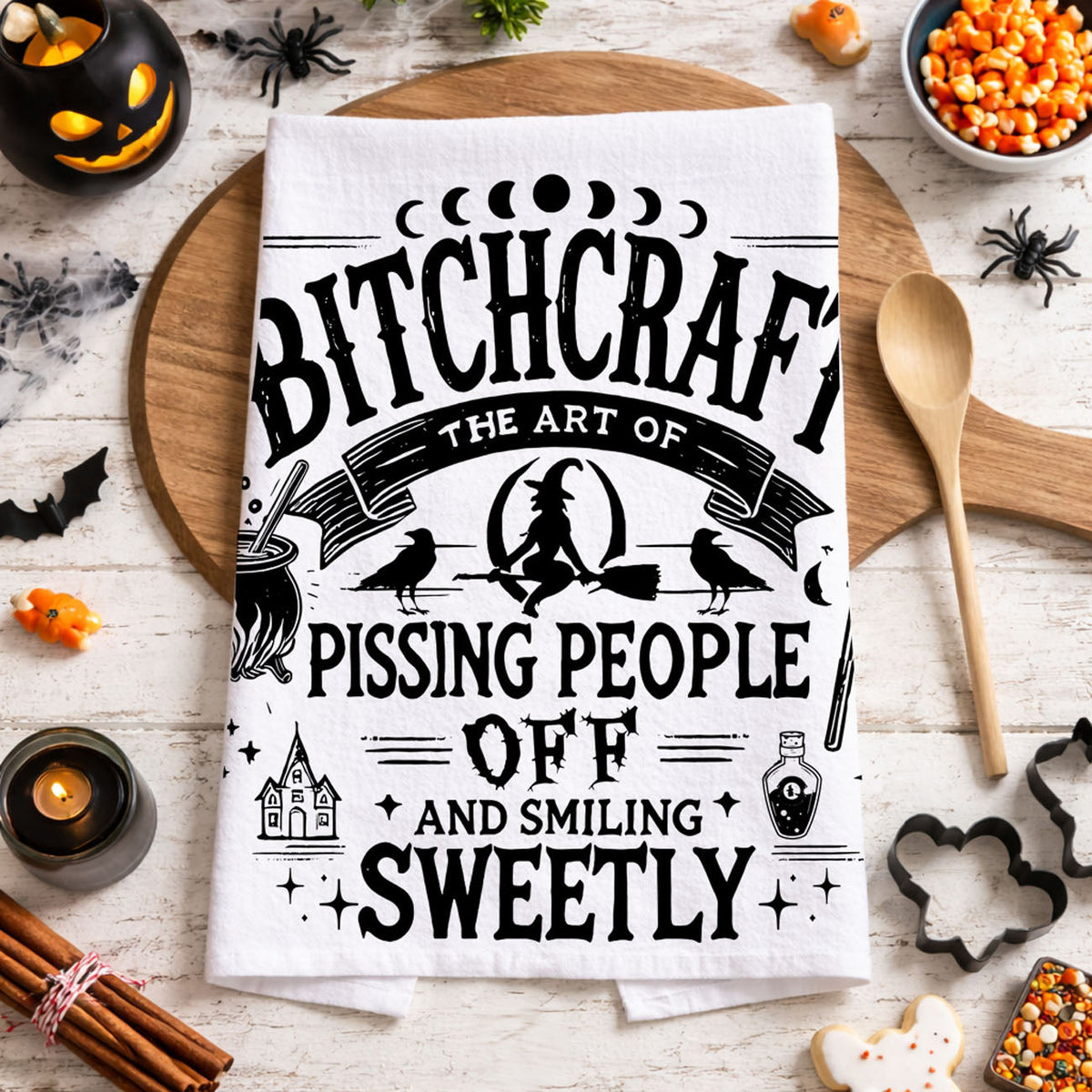 Bitchcraft Double-Sided Funny Witch Kitchen Towel