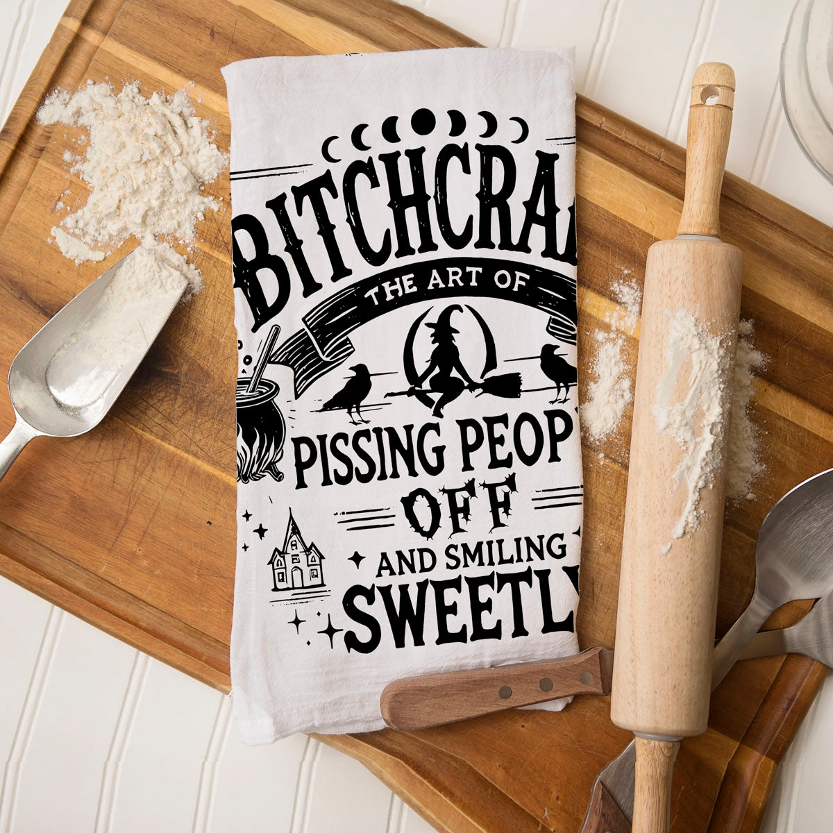 Bitchcraft Double-Sided Funny Witch Kitchen Towel