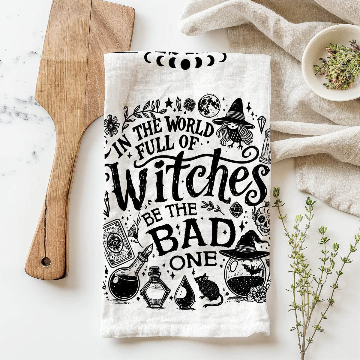 Bitchcraft Double-Sided Funny Witch Kitchen Towel