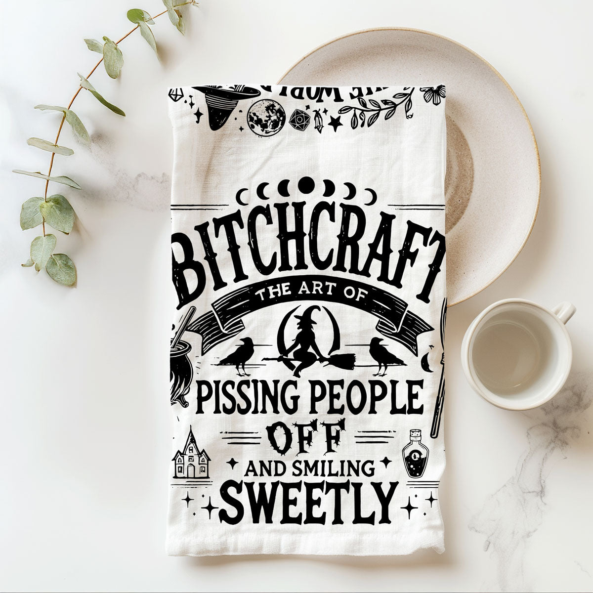 Bitchcraft Double-Sided Funny Witch Kitchen Towel