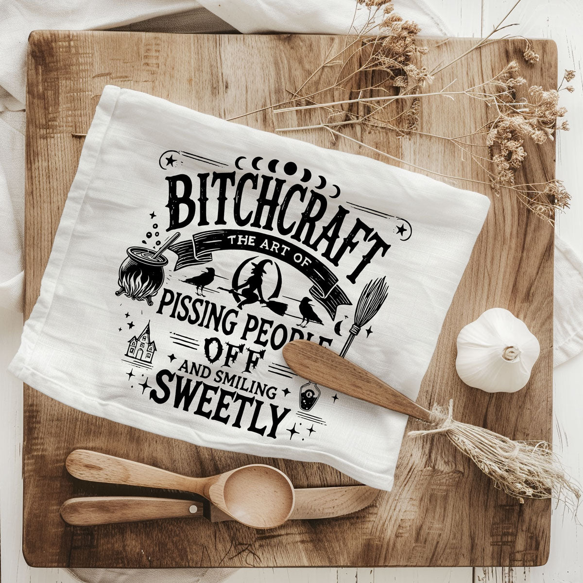 Bitchcraft Double-Sided Funny Witch Kitchen Towel