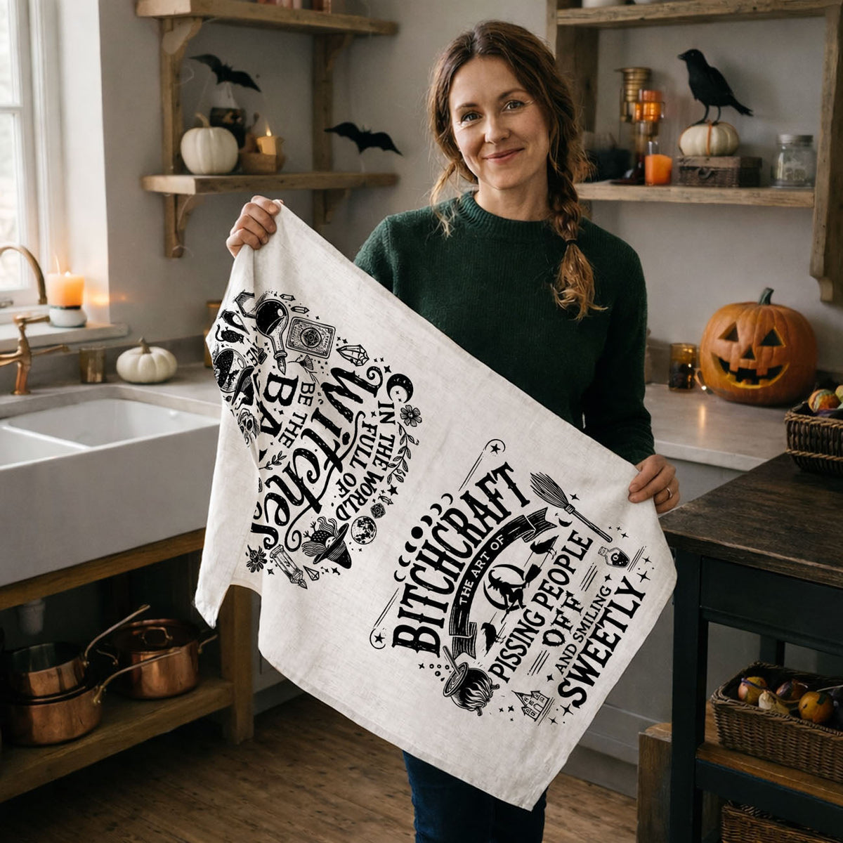 Bitchcraft Double-Sided Funny Witch Kitchen Towel